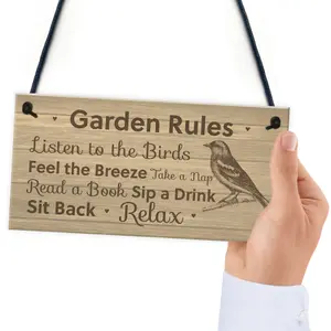 Garden Rules Sign Shabby Chic Garden Summerhouse Shed Sign Friendship Gift