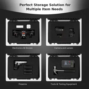 Costway 56 x 44 x 22 cm Waterproof Hard Case Flight Storage Secure Box Camera Protection W/ Foam Insert