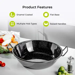 Royalford 32cm Enamel Wok Pan Induction Safe Shallow & Deep Frying