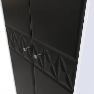 Toledo 2 Door Wardrobe in Deep Black & White (Ready Assembled)