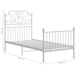 Berkfield Bed Frame White Metal 100x200 cm