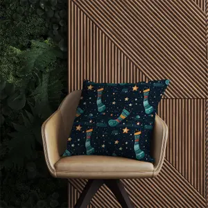 Christmas Stocking In A Starry Night Sky Outdoor Cushion 60cm x 60cm