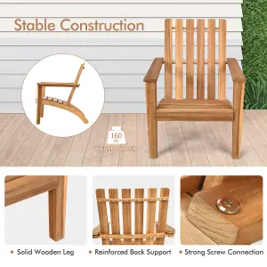 Costway Solid Acacia Wood Adirondack Chair Outdoor Patio Chair Lawn Chair