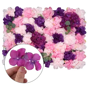 Artificial Flower Wall Backdrop Panel, 60cm x 40cm, Purple & Dusty Pink