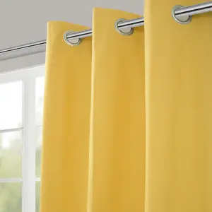 Hiva Yellow Solid dyed Lined Eyelet Curtain (W)117cm (L)137cm, Pair