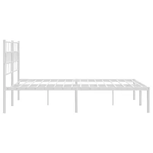 Berkfield Metal Bed Frame with Headboard White 150x200 cm