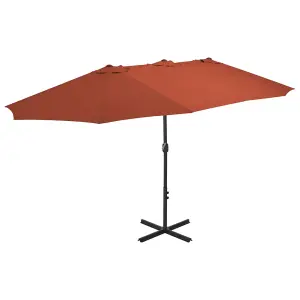 Berkfield Outdoor Parasol with Aluminium Pole 460x270 cm Terracotta