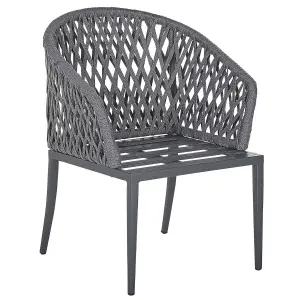 Set of 2 Garden Chairs with Cushions LIPARI Metal Grey