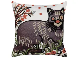 Throw Cushion PHUSRO Boucle 50 x 50 cm Animal Embroidery Multicolour