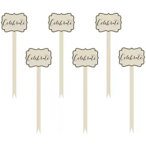 Amscan Celebrate Party Picks (Pack of 12) White/Black (One Size)