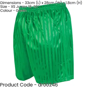 XS - GREEN Junior Sports Continental Stripe Training Shorts Bottoms - Football