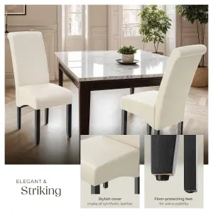 Dining Chair - ergonomic seat shape, high backrest, padded, faux leather - cream