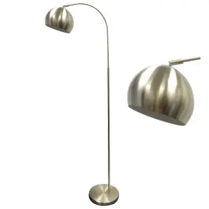 First Choice Lighting Satin Nickel Curved Dome Floor Lamp