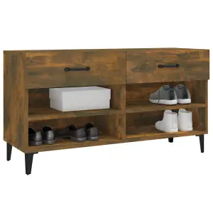 Berkfield Shoe Cabinet Smoked Oak 102x35x55 cm Engineered Wood