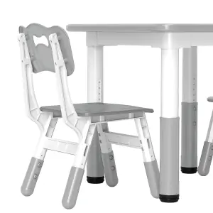 AIYAPLAY 3 Pcs Height Adjustable Kids Table and Chair Set for Playroom - Grey