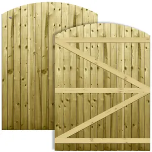 Premier Garden Supplies Pedestrian Gate 180cm (6ft) High x 135cm Wide Feather Edge Arch Top Semi-Braced Single Swing Gate