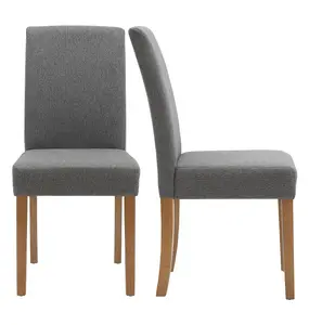 Hallowood Furniture Straight Back Grey Fabric Chairs with Oak Legs