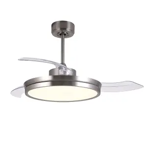 Luminosa Areca 3 Blade DC LED Ceiling fan 48W CCT Nickel