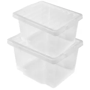 2 x 45 Litre Multipurpose Plastic Storage Containers Useful Boxes Complete With Lids