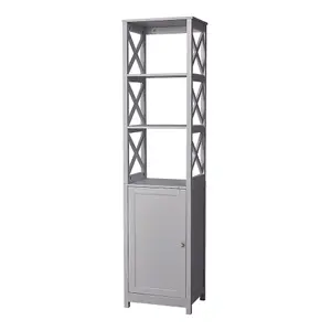 Waterproof Antifungal Wooden Bathroom Tall Cabinet with 3 Shelves 160cm H x 40cm W x 30cm D