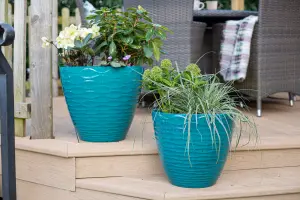 Large Windermere Plant Pot - Plastic - L38 x W38 x H33 cm - Teal