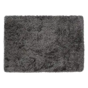 Charcoal Plain Shaggy Rug, Handmade Rug, Easy to Clean Rug for Bedroom, Living Room, & Dining Room-160cm X 230cm