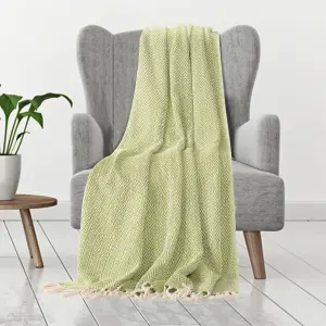 EHC Cotton Handwoven Reversible Single Sofa Throw Arm Chair Cover 125 x 150 cm - Green