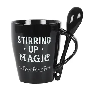 Ceramic Mug and Spoon Halloween Set - Stirring Up Magic. (500ml)