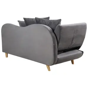 Left Hand Velvet Chaise Lounge with Storage Dark Grey MERI II