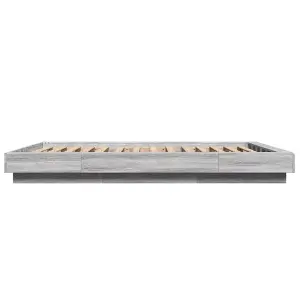 Berkfield Bed Frame with LED Lights without Mattress Grey Sonoma 120x200cm