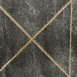 Dark Grey Gold Abstract Modern Easy To Clean Rug For Living Room Bedroom & Dining Room-120cm X 170cm