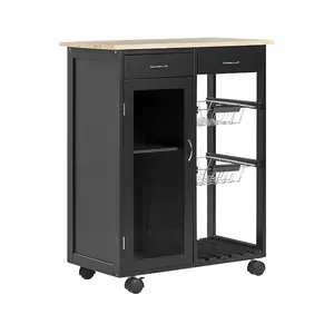 Pavillion Wood Kitchen Cart Black