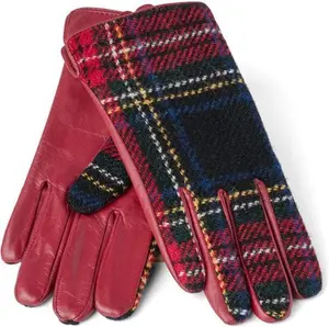 House Of Bruar Ladies Harris Tweed And Leather Gloves