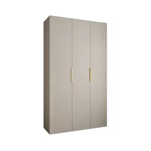 Elegant Cashmere Como IV Hinged Door Wardrobe H2460mm W1400mm D500mm, Three Doors, Eleven Shelves, Two Hanging Rails, Gold Handles