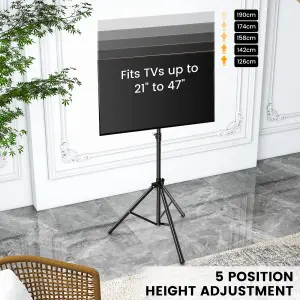 Costway Tripod TV Stand 5-position Height Adjustable Swivel TV Floor Stand Non-slip Foot