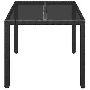 Berkfield Garden Table with Glass Top Black 90x90x75 cm Poly Rattan