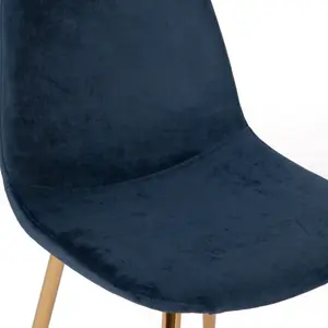 4 Gaviota Fabric Velvet Upholstered Dining Chair (Set of 4) Velvet Navy Blue / Gold