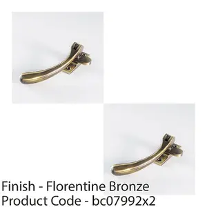 2 PACK - Bulb Ended Casement Window Fastener - 98mm Handle 45mm Centres Florentine Bronze