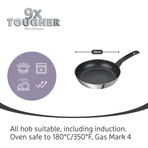 Prestige 9 X Tougher Silver Round Stainless Steel Induction Suitable Dishwasher Safe Frying Pan Set Triple Pack