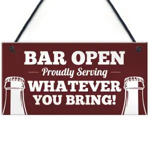 Red Ocean Bar Sign, OPEN Sign, Bar Sign Funny, Man Cave Sign, Shed Sign, Pub Sign, Sign Hanging Plaque