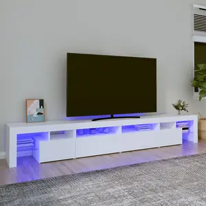 Berkfield TV Cabinet with LED Lights White 260x36.5x40 cm