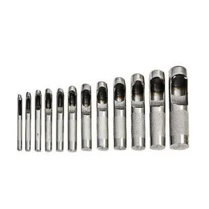 12Pc Hollow Punch Set Steel Wood Plastic Metal Leather Tool Hole Cutting 3-19Mm