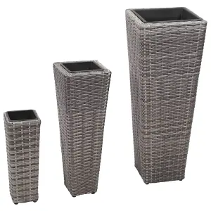 Berkfield Garden Raised Beds 3 pcs Poly Rattan Grey