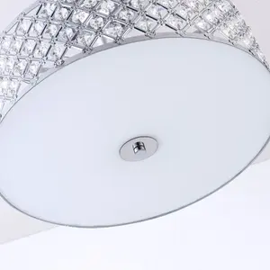 Harper Living Polished Chrome Semi Flush Ceiling Light E27 Bulb Cap