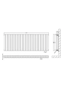 Horizontal Double Panel Radiator - 600mm x 1572mm - 5963 BTU - Anthracite- Balterley