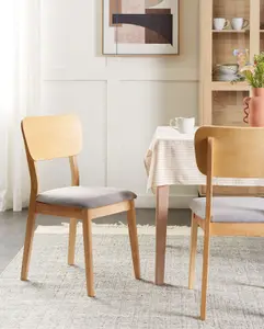 Set of 2 Dining Chairs MINIER Rubberwood Light Wood