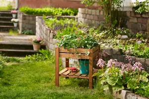 Raised Vegetable Planter - Wood - L75 x W75 x H79 cm - Brown