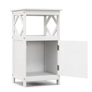 Costway Bathroom Floor Cabinet Single Door Storage Organizer Cabinet W/ Open Compartment