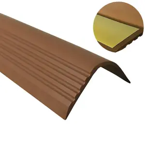 Stair nosing non slip rubber anglestep edge self-adhesive PVC  RGPT 90cm brown