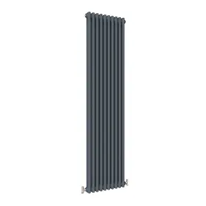 Vertical Anthracite Double Column Radiator (H) 1800mm x (W) 470mm, 6260 BTU.